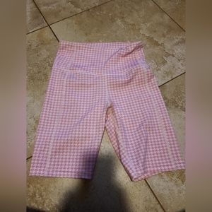 Pink & white exercise shorts with hidden back pocket